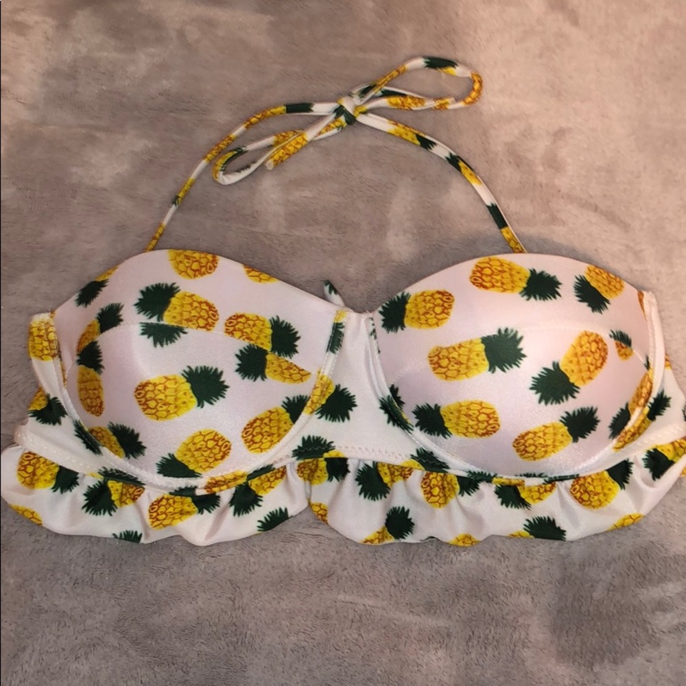 pineapple halter bikini top with ruffle